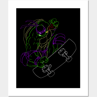 Neon 90's Ninja Turtle Donatello Posters and Art